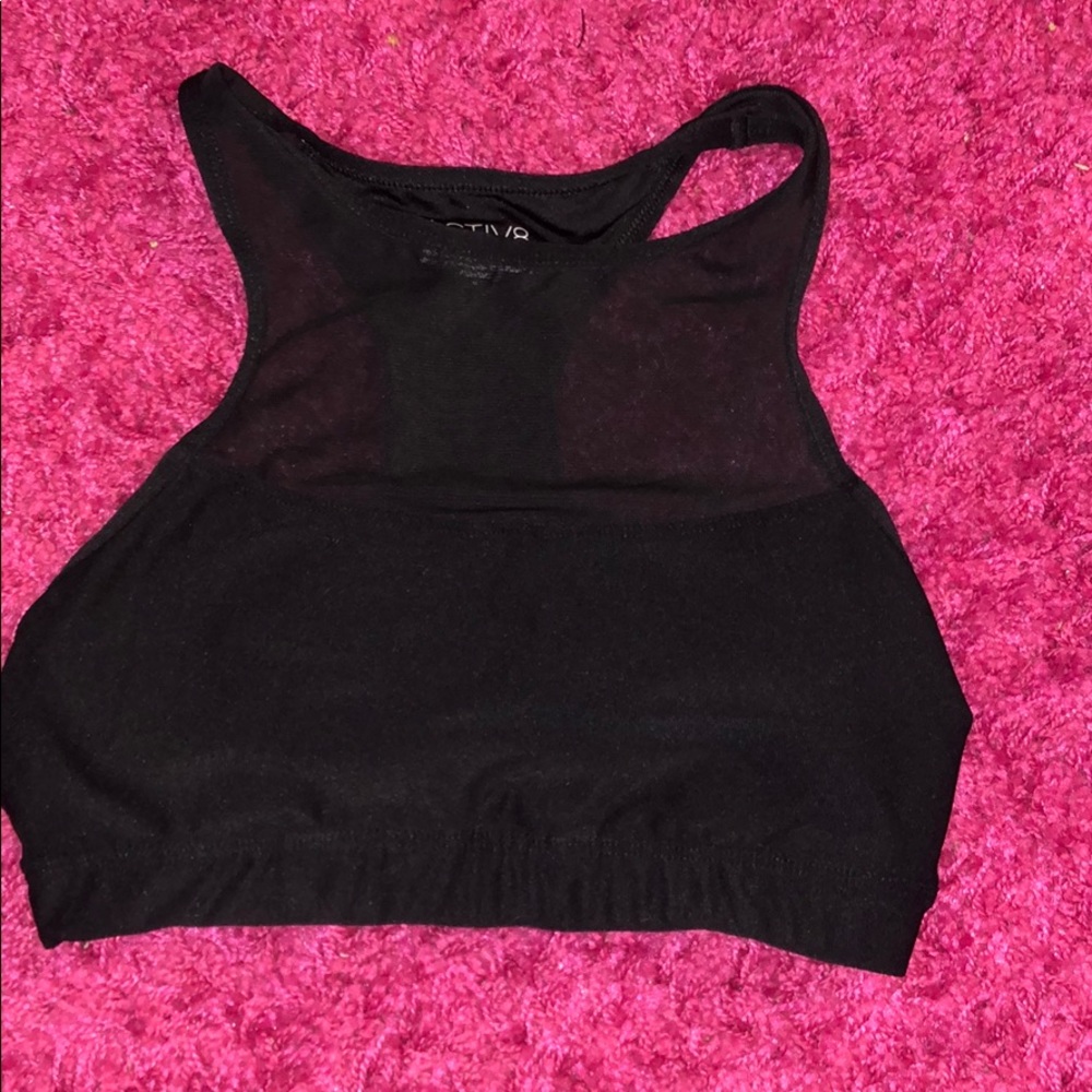 Sports bra sheer mesh top